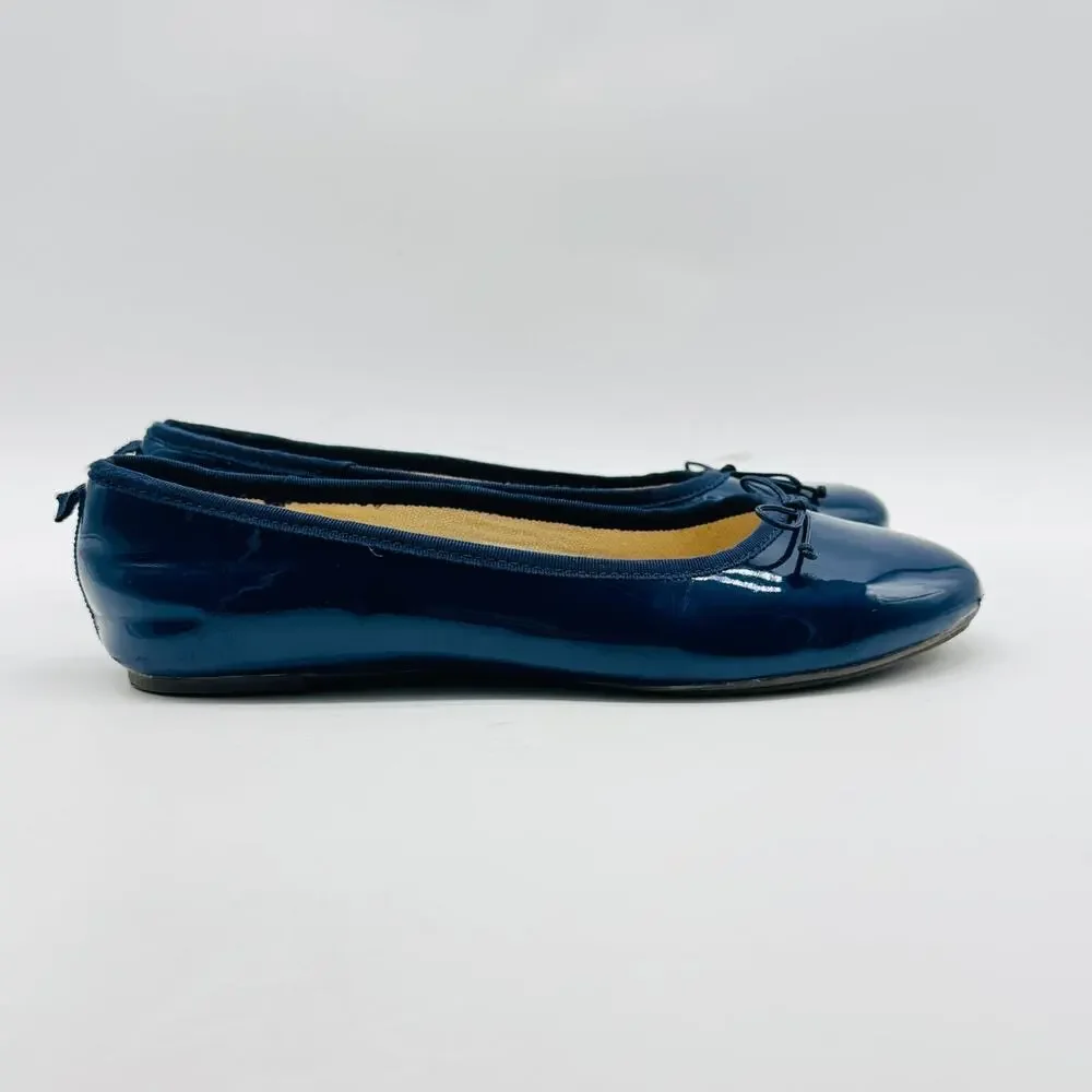 Crewcuts Shoes Girls 5Y Blue Patent Leather Ballet Flats Slip On Casual Dress